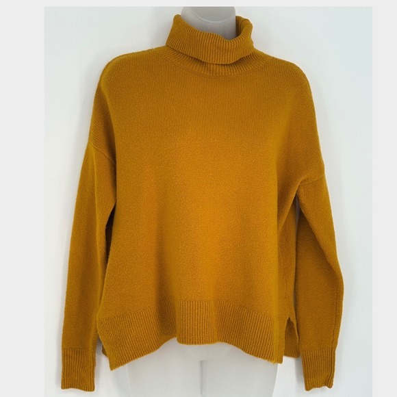 LOFT‎ Mustard Yellow Turtleneck Sweater XS Oversized Cotton Wool Blend 90-49 - Picture 13 of 13